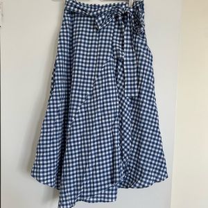 Anthropologie Gingham Asymmetrical Midi Skirt
